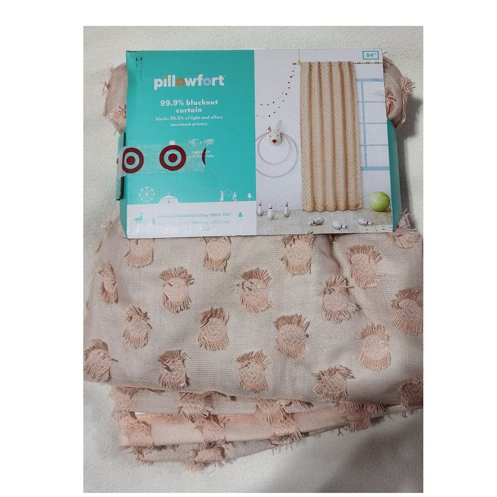 pillowfort blackout curtains 42 in x 84 in pink clipped dot 1 panel